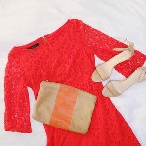 Nine West Red Lace Shift Dress